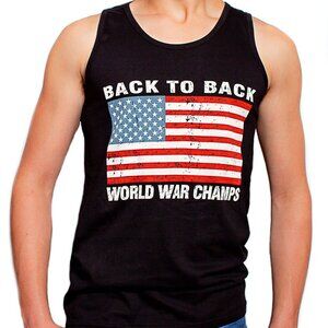Back To Back World War Champs Champions USA Flag Men's Tank Top S-3XL BLACK